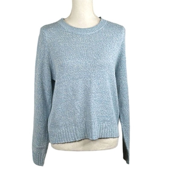 H&M Blue & White Knit Crewneck Long Sleeve Sweater Size Medium - Picture 1 of 6